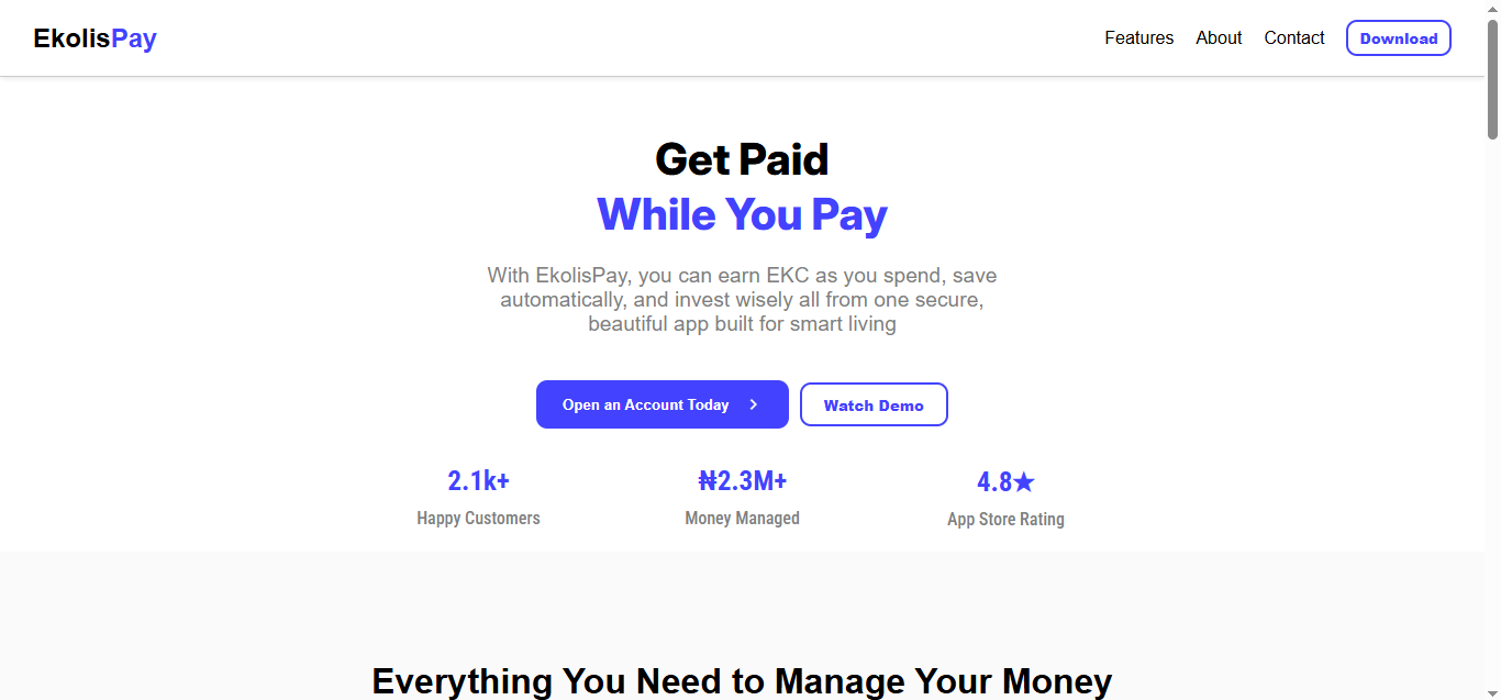 EkolisPay Landing Page
